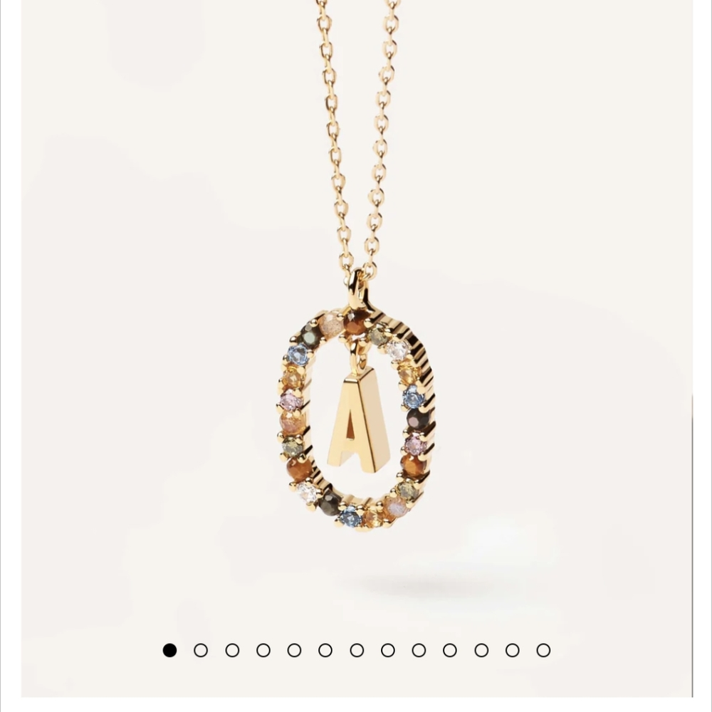 Pdpaola A Initial Necklace Multicolored Stones 18K Gold Plated